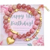 image:imageBivei 16th Birthday Gifts for Girls Natural Semi Precious Crystal Healing Stone Beads Heart Charm Stretch Beaded Birthday Bracelets for Teenage Daughter Best Friends  Pink