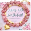 image:imageBivei 40th Birthday Gifts for Women Natural Semi Precious Crystal Healing Stone Beads Heart Charm Stretch Beaded Birthday Bracelets for Her Best Friends Sister Mom Wife  Pink