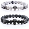 image:imageBivei AntiAnxiety Relief Gemstone Bead Bracelet SkullLeopard Head Charm Lava Rock Stone Essential Oil BraceletsBlack SkullWhite Leopard