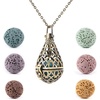image:imageBivei Aromatherapy Essential Oil Lava Stone Diffuser Necklace Pendant Bronze Vintage Locket Necklace with 7 Lava BeadsTeardrop