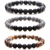 image:imageBivei Natural Beaded Bracelet 3pcs Set Semi Precious Gemstone Stretch Healing Crystals Meditation Protection Round Beads Handmade JewelrySandy Snowflake Set Bracelets