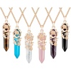 image:imageBivei Vintage Reiki Healing Crystal Necklace Hexagonal Prism Quartz Point Stone Flower Wrapped Pendulum Pendant JewelryRose Gold Plating  Set of 6