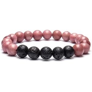 image:image8mm Lava Rock Bracelet  Essential Oil Diffuser Stone Bead Bracelets for Women Stress Relief AromatherapyRhodonite