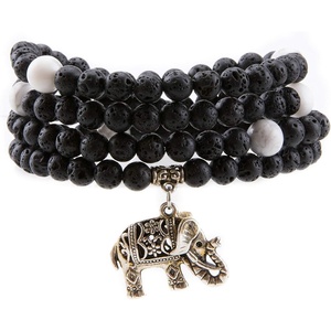 image:imageBivei 108 Mala Beads Lava Rock Stone Essential Oil Diffuser Gemstone Prayer Bead Bracelet Meditation NecklaceLava Stone Elephant Charm