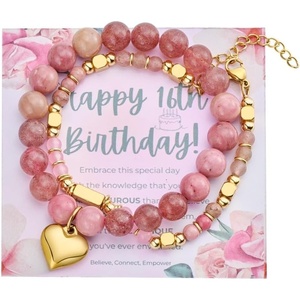 image:imageBivei 1618213040 Birthday Bracelet Gifts for Girls Women Natural Semi Precious Crystal Healing Stone Beads Heart Charm Stretch Beaded Birthday Bracelets for Best Friends Daughter Mom Sister Wife65 inchPassion Fusion Heart1