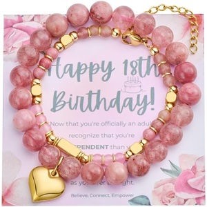 image:imageBivei 1618213040 Birthday Bracelet Gifts for Girls Women Natural Semi Precious Crystal Healing Stone Beads Heart Charm Stretch Beaded Birthday Bracelets for Best Friends Daughter Mom Sister Wife7 inchPassion Fusion Heart1