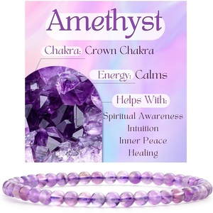 image:imageBivei 4mm Beaded Bracelets for Women Handmade Semi Precious Natural Stone Stretch Elastic Jewelry Yoga Protection GiftsAmethyst  Calms