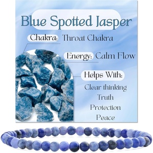 image:imageBivei 4mm Beaded Bracelets for Women Handmade Semi Precious Natural Stone Stretch Elastic Jewelry Yoga Protection GiftsBlue Spotted JasperCalm Flow