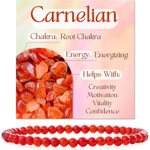 image:imageBivei 4mm Beaded Bracelets for Women Handmade Semi Precious Natural Stone Stretch Elastic Jewelry Yoga Protection GiftsCarnelian  Energizing