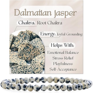 image:imageBivei 4mm Beaded Bracelets for Women Handmade Semi Precious Natural Stone Stretch Elastic Jewelry Yoga Protection GiftsDalmatian Jasper Grounding  Joy
