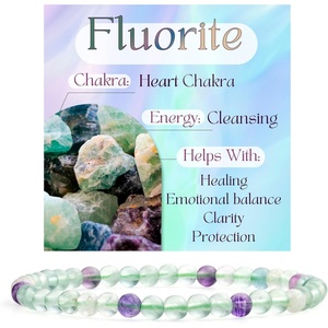 image:imageBivei 4mm Beaded Bracelets for Women Handmade Semi Precious Natural Stone Stretch Elastic Jewelry Yoga Protection GiftsFluorite  Cleansing