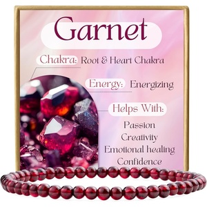 image:imageBivei 4mm Beaded Bracelets for Women Handmade Semi Precious Natural Stone Stretch Elastic Jewelry Yoga Protection GiftsGarnet  Energizing