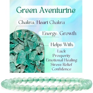 image:imageBivei 4mm Beaded Bracelets for Women Handmade Semi Precious Natural Stone Stretch Elastic Jewelry Yoga Protection GiftsGreen Aventurine  Growth