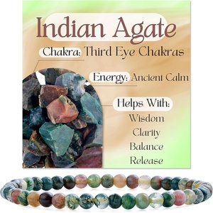 image:imageBivei 4mm Beaded Bracelets for Women Handmade Semi Precious Natural Stone Stretch Elastic Jewelry Yoga Protection GiftsIndian AgateAncient Calm