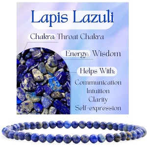 image:imageBivei 4mm Beaded Bracelets for Women Handmade Semi Precious Natural Stone Stretch Elastic Jewelry Yoga Protection GiftsLapis Lazuli  Wisdom