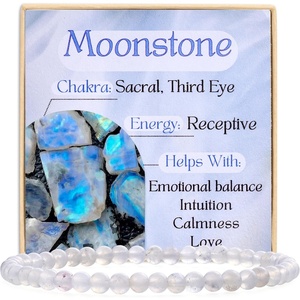 image:imageBivei 4mm Beaded Bracelets for Women Handmade Semi Precious Natural Stone Stretch Elastic Jewelry Yoga Protection GiftsMoonstone  Receptive