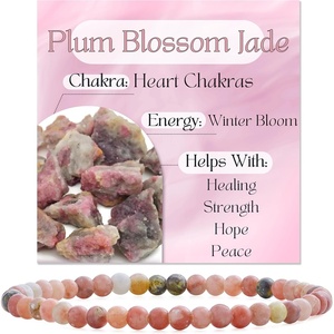 image:imageBivei 4mm Beaded Bracelets for Women Handmade Semi Precious Natural Stone Stretch Elastic Jewelry Yoga Protection GiftsPlum Blossom JadeHope  renascence