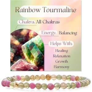 image:imageBivei 4mm Beaded Bracelets for Women Handmade Semi Precious Natural Stone Stretch Elastic Jewelry Yoga Protection GiftsRainbow Tournaline  Balancing