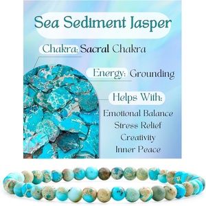 image:imageBivei 4mm Beaded Bracelets for Women Handmade Semi Precious Natural Stone Stretch Elastic Jewelry Yoga Protection GiftsSea Sediment Jasper  Grounding