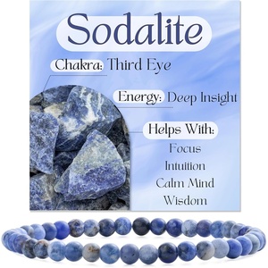 image:imageBivei 4mm Beaded Bracelets for Women Handmade Semi Precious Natural Stone Stretch Elastic Jewelry Yoga Protection GiftsSodaliteClear Insight  Authenticity