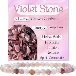 image:imageBivei 4mm Beaded Bracelets for Women Handmade Semi Precious Natural Stone Stretch Elastic Jewelry Yoga Protection GiftsViolet StoneDeep Peace