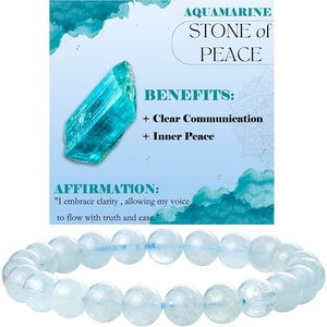 image:imageBivei 8mm Beaded Bracelets for Women Handmade Semi Precious Natural Stone Stretch Elastic Jewelry Yoga Protection GiftsAquamarine  Calmness