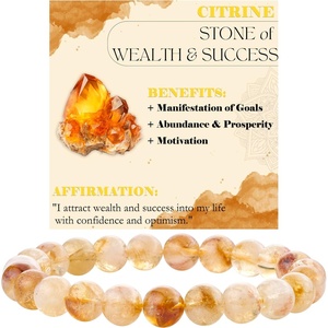 image:imageBivei 8mm Beaded Bracelets for Women Handmade Semi Precious Natural Stone Stretch Elastic Jewelry Yoga Protection GiftsCitrine  Wealth  Success