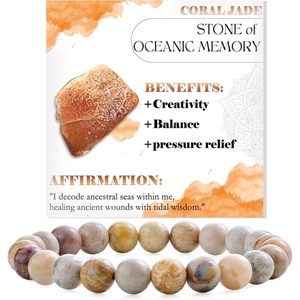 image:imageBivei 8mm Beaded Bracelets for Women Handmade Semi Precious Natural Stone Stretch Elastic Jewelry Yoga Protection GiftsCoral JadeCreativity  Calm