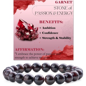 image:imageBivei 8mm Beaded Bracelets for Women Handmade Semi Precious Natural Stone Stretch Elastic Jewelry Yoga Protection GiftsGarnet  Passion  Energy