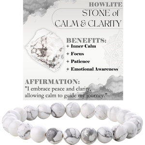 image:imageBivei 8mm Beaded Bracelets for Women Handmade Semi Precious Natural Stone Stretch Elastic Jewelry Yoga Protection GiftsHowlite  Calm  Clarity