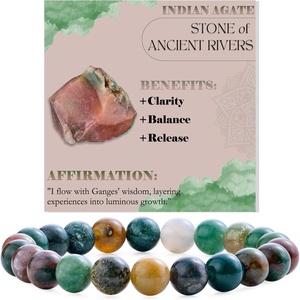 image:imageBivei 8mm Beaded Bracelets for Women Handmade Semi Precious Natural Stone Stretch Elastic Jewelry Yoga Protection GiftsIndian AgateAncient Calm