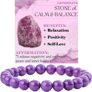 image:imageBivei 8mm Beaded Bracelets for Women Handmade Semi Precious Natural Stone Stretch Elastic Jewelry Yoga Protection GiftsLepidolite  Calm  Balance