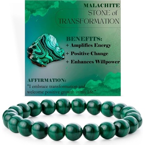 image:imageBivei 8mm Beaded Bracelets for Women Handmade Semi Precious Natural Stone Stretch Elastic Jewelry Yoga Protection GiftsMalachite  Transformation