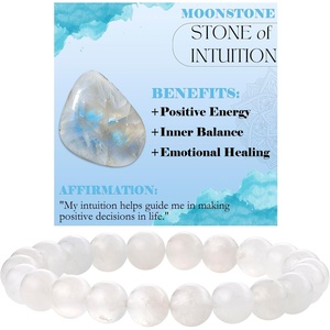image:imageBivei 8mm Beaded Bracelets for Women Handmade Semi Precious Natural Stone Stretch Elastic Jewelry Yoga Protection GiftsMoonstone  Intuition