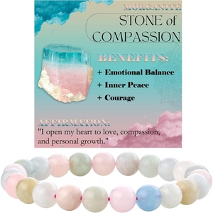 image:imageBivei 8mm Beaded Bracelets for Women Handmade Semi Precious Natural Stone Stretch Elastic Jewelry Yoga Protection GiftsMorganite  Compassion