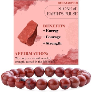 image:imageBivei 8mm Beaded Bracelets for Women Handmade Semi Precious Natural Stone Stretch Elastic Jewelry Yoga Protection GiftsRed JasperStrong Base