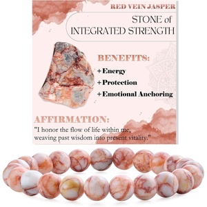 image:imageBivei 8mm Beaded Bracelets for Women Handmade Semi Precious Natural Stone Stretch Elastic Jewelry Yoga Protection GiftsRed Vein JasperIgnited Passion