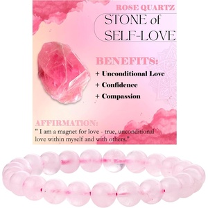 image:imageBivei 8mm Beaded Bracelets for Women Handmade Semi Precious Natural Stone Stretch Elastic Jewelry Yoga Protection GiftsRose Quartz  SelfLove