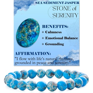 image:imageBivei 8mm Beaded Bracelets for Women Handmade Semi Precious Natural Stone Stretch Elastic Jewelry Yoga Protection GiftsSea Sediment Jasper  Serenity