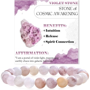 image:imageBivei 8mm Beaded Bracelets for Women Handmade Semi Precious Natural Stone Stretch Elastic Jewelry Yoga Protection GiftsViolet StoneDeep Peace