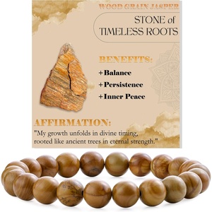 image:imageBivei 8mm Beaded Bracelets for Women Handmade Semi Precious Natural Stone Stretch Elastic Jewelry Yoga Protection GiftsWood Grain JasperSteady Growth