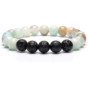 image:imageBivei 8mm Lava Rock Bracelet  Essential Oil Diffuser Stone Bead Bracelets for Women AromatherapyAmazonite