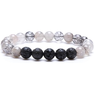image:imageBivei 8mm Lava Rock Bracelet  Essential Oil Diffuser Stone Bead Bracelets for Women Stress Relief AromatherapyBlack Tourmalated Quartz