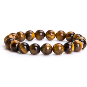image:imageBivei AA Quality Mens Womens 10MM Natural Tiger Eye Stone Gemstone Bead Mala Meditation Healing Power Elastic Stretch BraceletYellow Tiger Eye