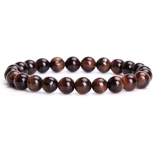 image:imageBivei AA Quality Mens Womens 8MM Natural Tiger Eye Stone Gemstone Bead Mala Meditation Healing Power Elastic Stretch BraceletRed Tiger Eye