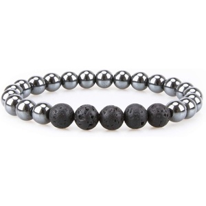 image:imageBivei Hematite Healing Stone Lava Rock Stone Bead Essential Oil Diffuser Bracelet Stress ReliefBlack