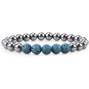 image:imageBivei Hematite Healing Stone Lava Rock Stone Bead Essential Oil Diffuser Bracelet Stress ReliefBlue