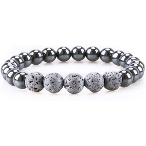 image:imageBivei Hematite Healing Stone Lava Rock Stone Bead Essential Oil Diffuser Bracelet Stress ReliefGrey