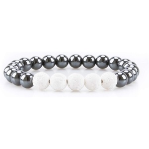 image:imageBivei Hematite Healing Stone Lava Rock Stone Bead Essential Oil Diffuser Bracelet Stress ReliefWhite