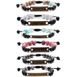 image:imageBivei Inspirational BraceletLava Rock Stone Essential Oil Diffuser Bracelet Braided Adjustable Semi Precious Gemstone Beaded Healing JewelryA Pack of 6